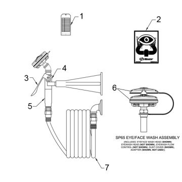Haws 8905 Eye/Face Wash Parts Breakdown