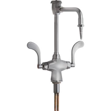 Chicago 930-317SAM Hot and Cold Water Mixing Faucet with Vacuum Breaker and Chemical Resistant Satin Antimicrobial Finish