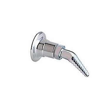 Chicago 986-FE7XTCP Wall Flange w/ Serrated Hose Nozzle, 30 Angled Serrated Hose Nozzle