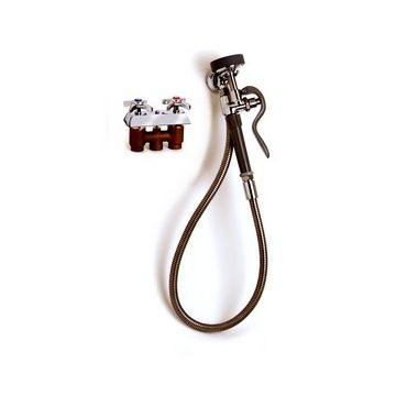 T&S Brass B-0105 Pre-Rinse Spray Valve, Wall Hook Outlet, & Flexible Stainless Steel Hose