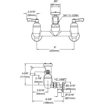 Elkay LK940BP03L2S 8" Centerset Wall Faucet