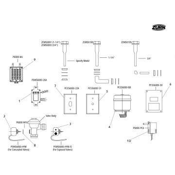 ZEMS Urinal Valve Parts Breakdown