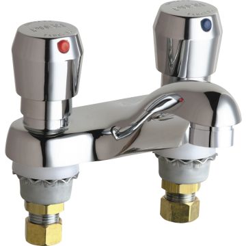 Chicago 802-VE2805-665ABCP Lav. Metering Faucet 4" Integral Spt.