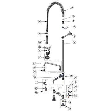 T&S Brass B-0123-ADF-B Series Pre-Rinse Parts Breakdown