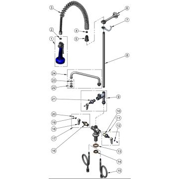 T&S Brass B-0113-A-08 Series Pre-Rinse Parts Breakdown