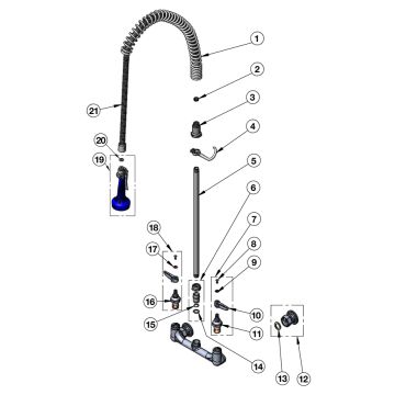 T&S Brass B-0133-B08 Series Pre-Rinse Parts Breakdown