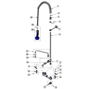 T&S Brass B-0133-A-B08 Series Pre-Rinse Parts Breakdown