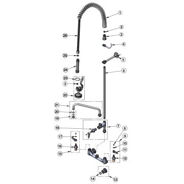 T&S Brass B-0133-ADF-B Series Pre-Rinse Parts Breakdown
