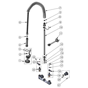 T&S Brass B-0133-B Series Pre-Rinse Units Parts Breakdown