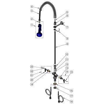 T&S Brass B-0113-08 Series Pre-Rinse Parts Breakdown