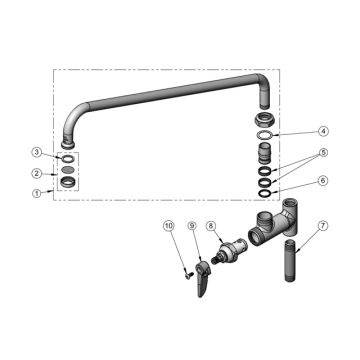 T&S Brass B-0157 18" Add-On Faucet Parts Breakdown