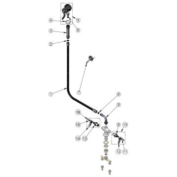 T&S Brass B-0160 Deck Mounted Faucet with Spray Valve Parts Breakdown