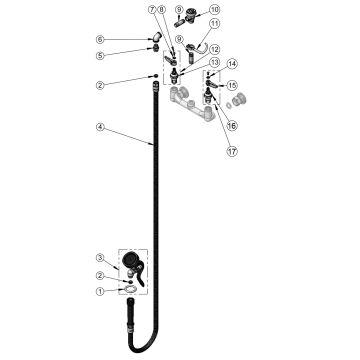 T&S Brass B-0167 Wall Mount Spray Hose Parts Breakdown