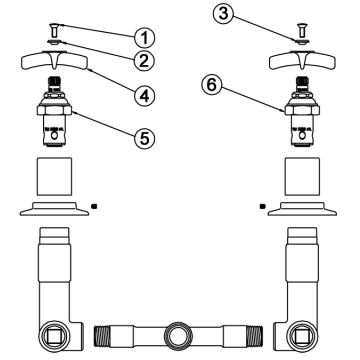 T&S Brass B-1035 Concealed By-Pass Mixing Valve  Parts Breakdown