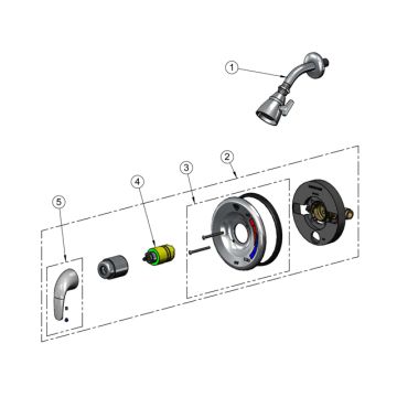 T&S Brass B-3201 Shower Valve Parts Breakdown