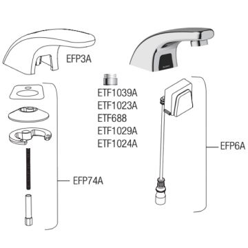 Sloan EBF-615 Battery-Powered Bluetooth Sensor Faucet Parts Breakdown (Post-2019)