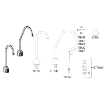 Sloan ETF-700 Hardwired Bluetooth Sensor Faucet Parts Breakdown (Post-2019)