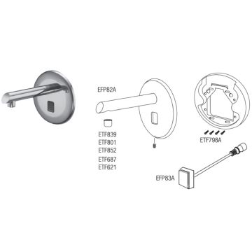 Sloan ETF-800 Hardwired Bluetooth Sensor Faucet Parts Breakdown (Post-2019)