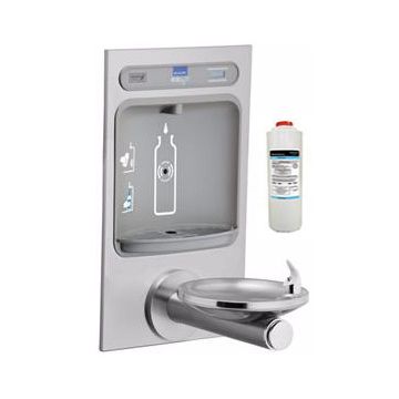 Elkay EZH2O LZWS-EDFPBM114K NON-REFRIGERATED Bottle Filling Station with Filtered Stainless Steel Integral SwirlFlo Fountain