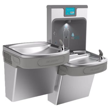 Elkay Enhanced EZH2O LZSTL8WSSP Filtered Stainless-Steel Dual-Station Drinking Fountain with Bottle-Filling Station