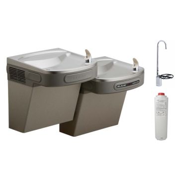 Elkay LZSTL8LFC Filtered Dual Drinking Fountain with Glass Filler