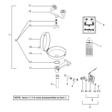 Bradley S19-220DCFW Parts Breakdown