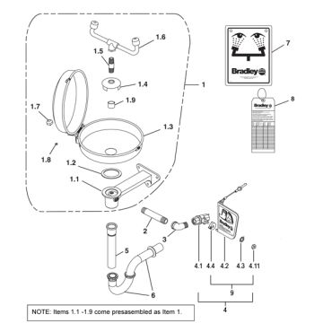 Bradley S19-220DCPT Parts Breakdown