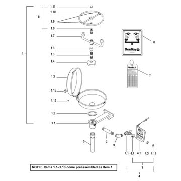 Bradley S19-220DCR Parts Breakdown