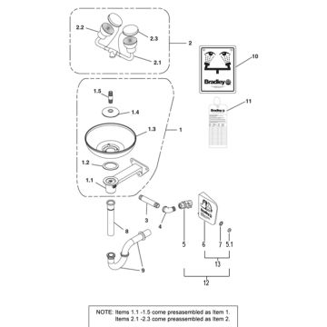 Bradley S19-220FWPT Parts Breakdown