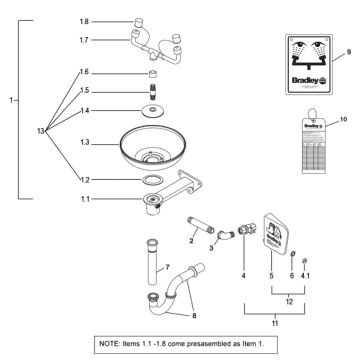 Bradley S19-220PT Parts Breakdown