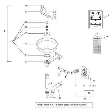 Bradley S19-220BPT Parts Breakdown