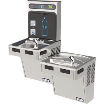 Halsey Taylor HydroBoost HTHB-HACDBL-WF-SS Filtered NON-REFRIGERATED Stainless Steel Dual Drinking Fountain with Bottle Filler