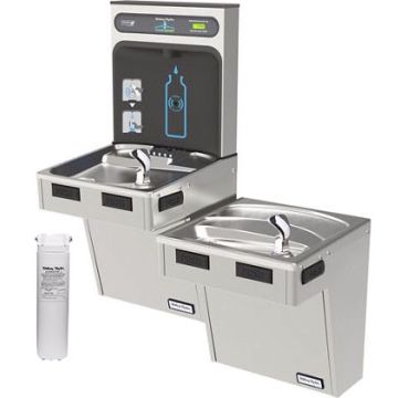 Halsey Taylor HydroBoost HTHB-HACG8BLSS-WF GreenSpec Filtered Stainless Steel Dual Drinking Fountain with Bottle Filler