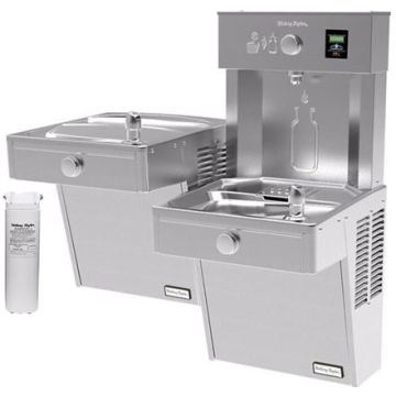 Halsey Taylor HydroBoost HTHBHVR8BL Filtered Heavy Duty Vandal-Resistant Dual Drinking Fountain with Bottle Filler