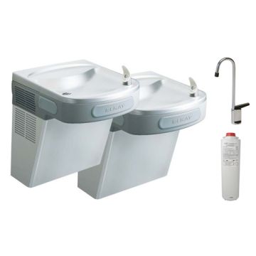 Elkay LZSTL8SFC Filtered Stainless Steel Dual Drinking Fountain with Glass Filler