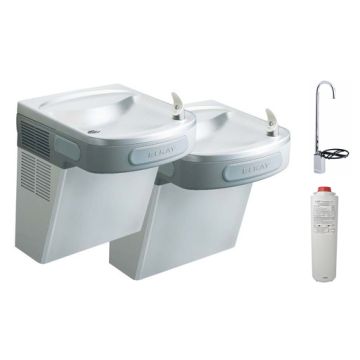 Elkay LZSTL8SFC Filtered Stainless Steel Dual Drinking Fountain with Glass Filler
