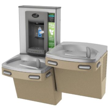 Oasis PGEBFSL NON-REFRIGERATED Dual Drinking Fountain with Bottle Filler