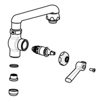 Chicago S6E1JKCP 6" C-C Cast Swing Spout Assembly w/ Quixtop Outlet