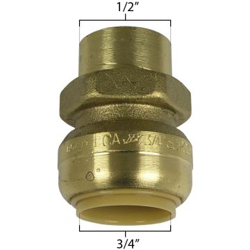 Sharkbite U092LF 3/4" x 1/2" FNPT Bullnose Connector - Lead Free 