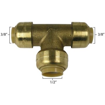 Sharkbite U364LF 3/8" x 3/8" x 1/2" Bullnose Tee - Lead Free 