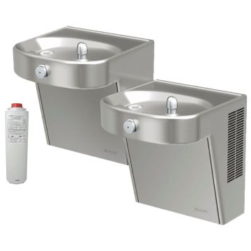 Elkay LVRCHDTLDDSC Filtered NON-REFRIGERATED Heavy Duty Vandal-Resistant Dual Drinking Fountain