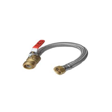 SharkBite U3068FLEX18BV 18" Stainless Steel Water Heater Connector 1/2" Ball Valve x 3/4"
