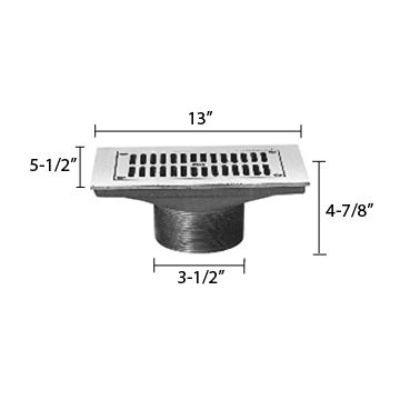 Zurn ZB400-13J Z400 "TYPE J" Rectangular Strainer - Polished Bronze Top