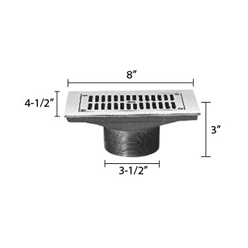 Zurn ZN400-8J Z400 "TYPE J" Rectangular Strainer - Polished Nickel Bronze Top