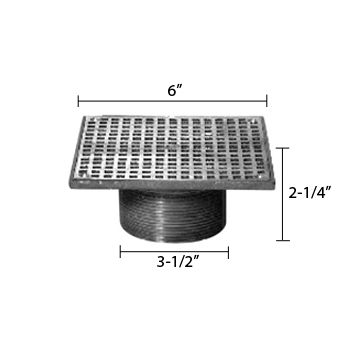 Zurn ZB400-6S Z400 "TYPE S" Square Strainer - Polished Bronze Top