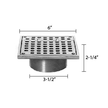 Zurn ZN400-6SH Z400 "TYPE SH" Square Hinged Strainer - Polished Nickel Bronze Top
