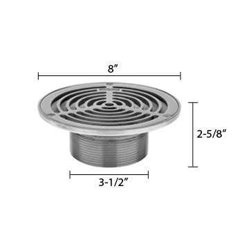 Zurn ZS400-8BS ZS400 "TYPE BS" Round Strainer - Type 304 Stainless Steel Top