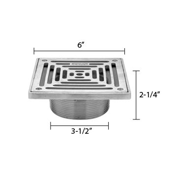 Zurn ZS400-6SS ZS400 "TYPE SS" Square Strainer - Type 304 Stainless Steel Top